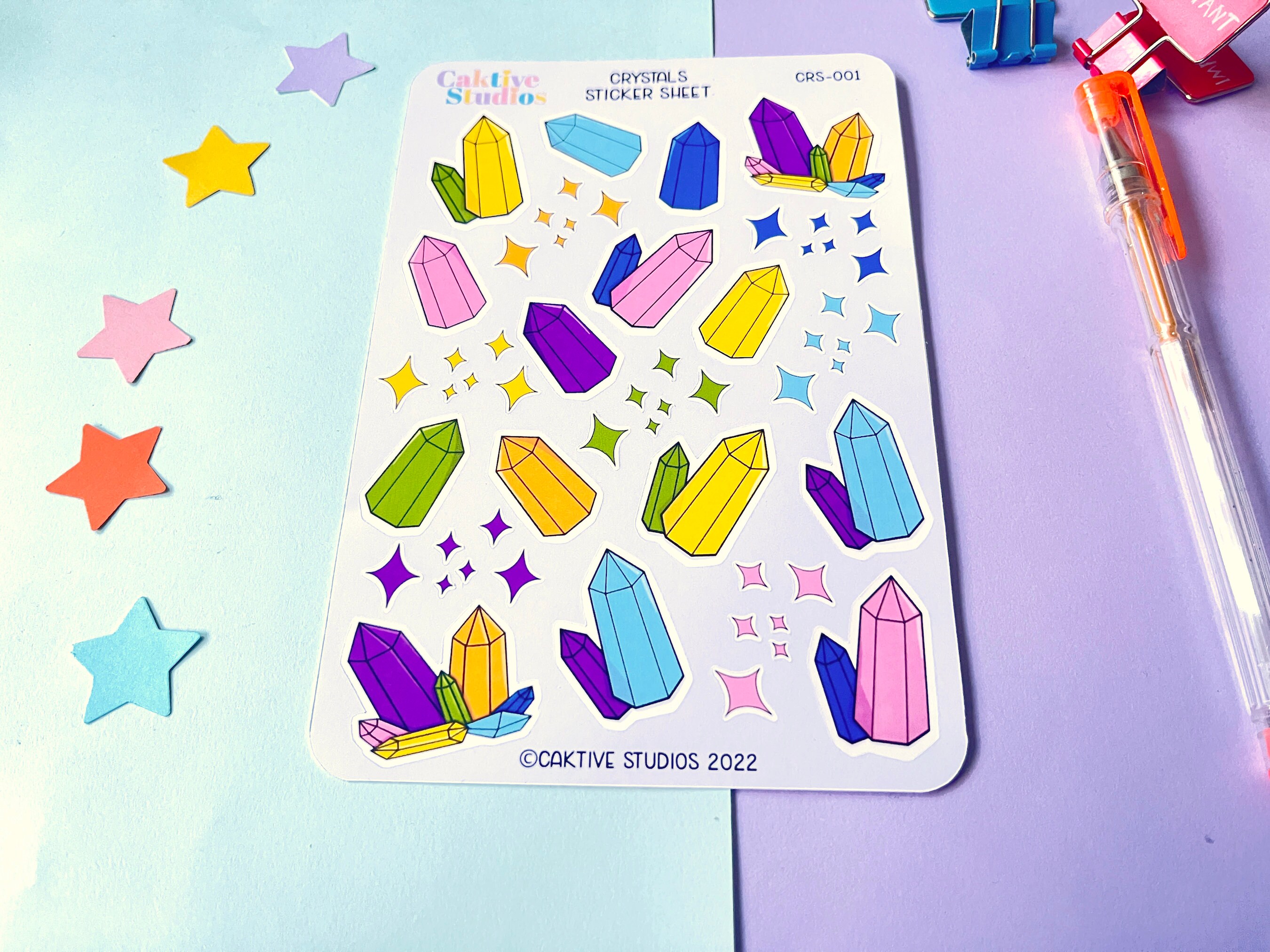 Crystal Sticker Sheet Gemstone and Crystals Sticker Sheet Bullet Journal Scrapbook Planner ...
