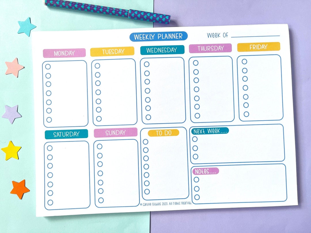 Weekly Planner A4 - to Do List Desk Pad - Tear off Schedule Organiser ...