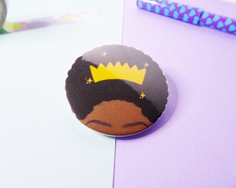 Black Queen Afro Hair Crown Pin Badge - Black Girl Magic - Empowerment Gift