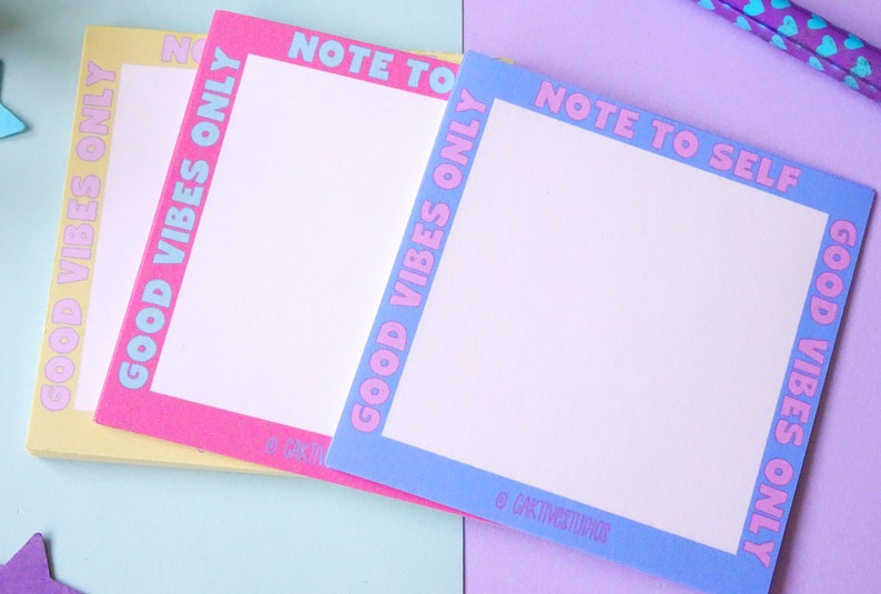 Good Vibes Only Memo Pad Positive Quote Desk Stationery - Etsy UK