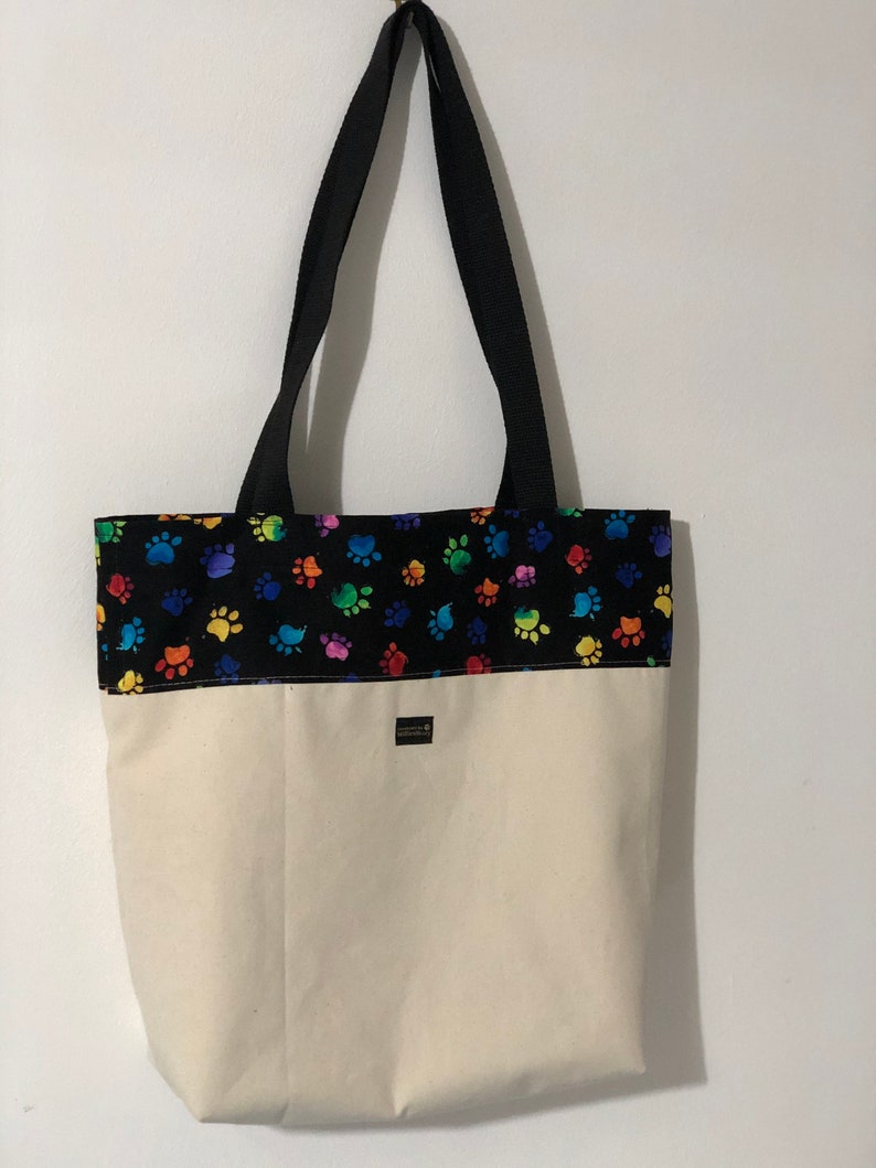 bag for life Dogs paws Big grocery tote bag handmade unique only one for dog lover shopping bag canvas bag