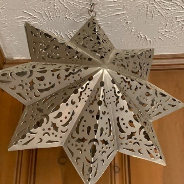 Metal Hanging Star With Candle Holder Etsy