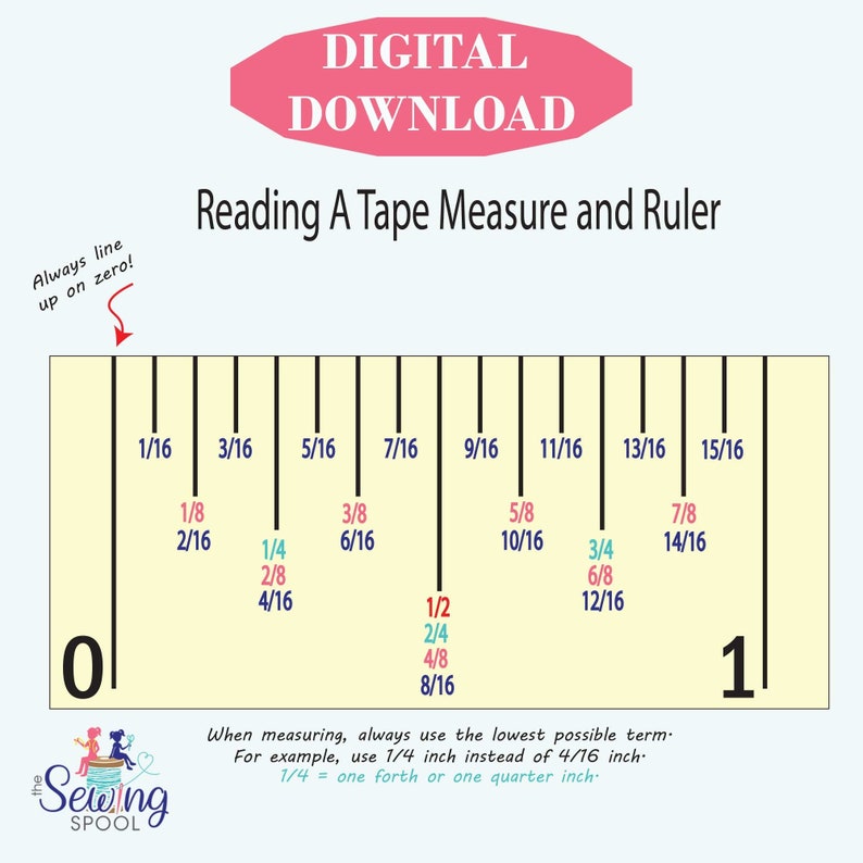 Reading a Tape Measure and Ruler PDF DIGITAL DOWNLOAD Etsy