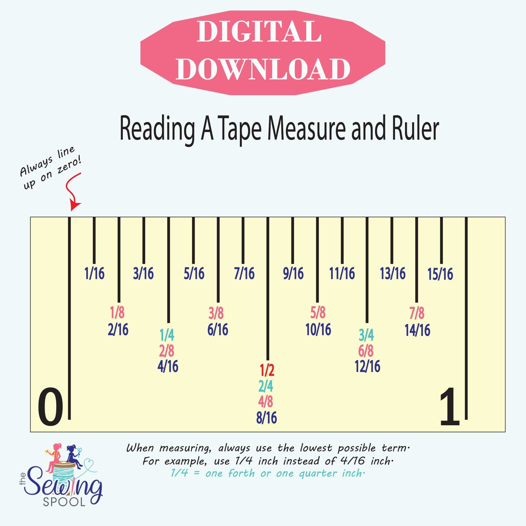 Reading a Tape Measure and Ruler PDF DIGITAL DOWNLOAD 