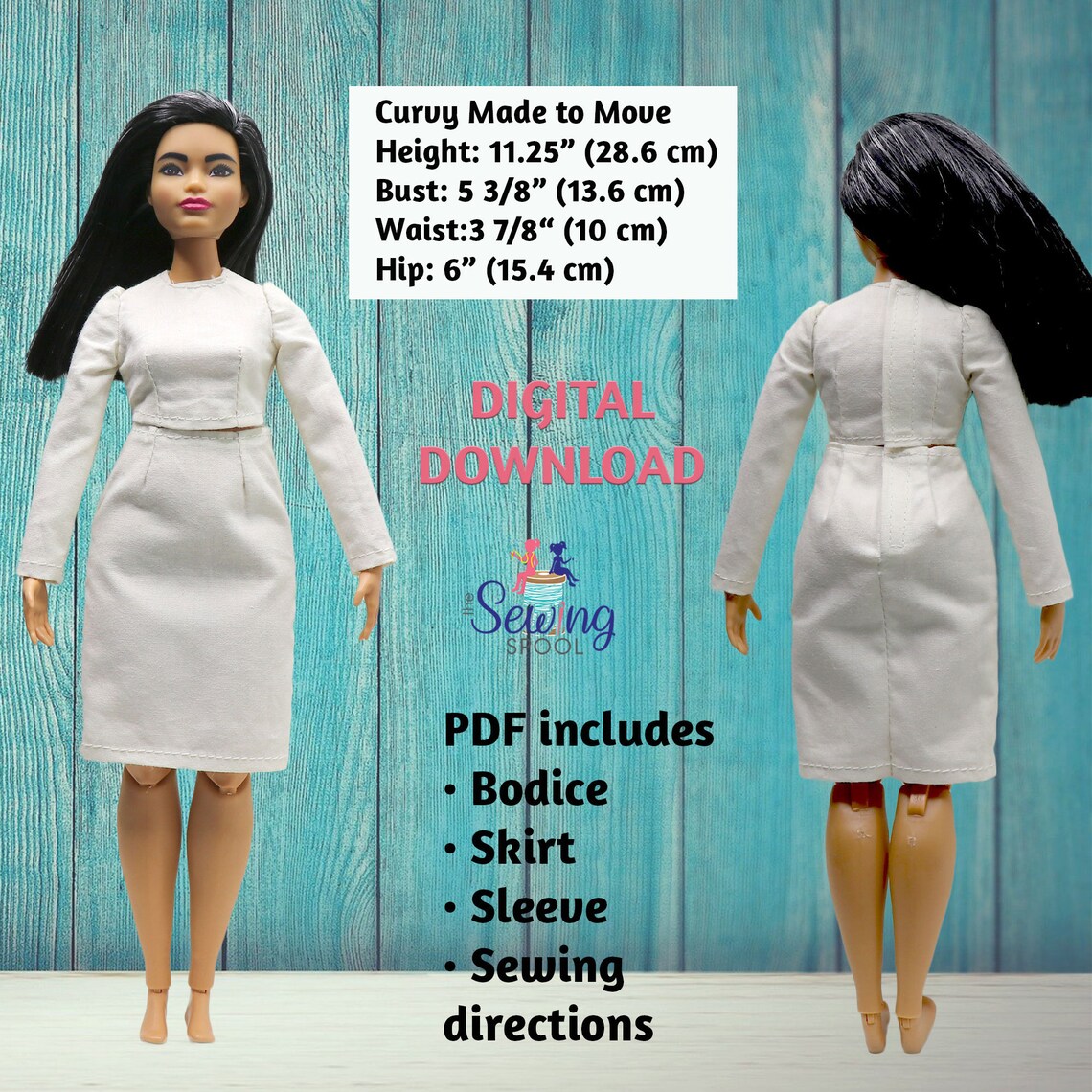Learn to Sew Doll Clothes, Curvy Barbie Sewing Patterns, Basic Pattern