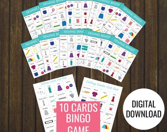 Printable Sewing Bingo Game | 10 Bingo Cards | Sewing Party Activity | Craft Night Printable
