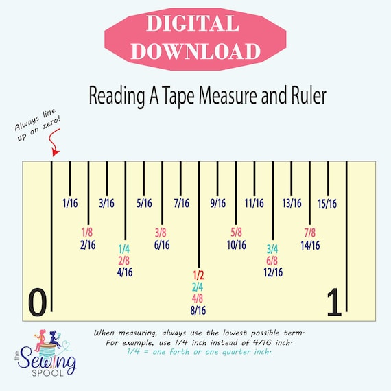 Reading a Tape Measure and Ruler PDF DIGITAL DOWNLOAD | Etsy