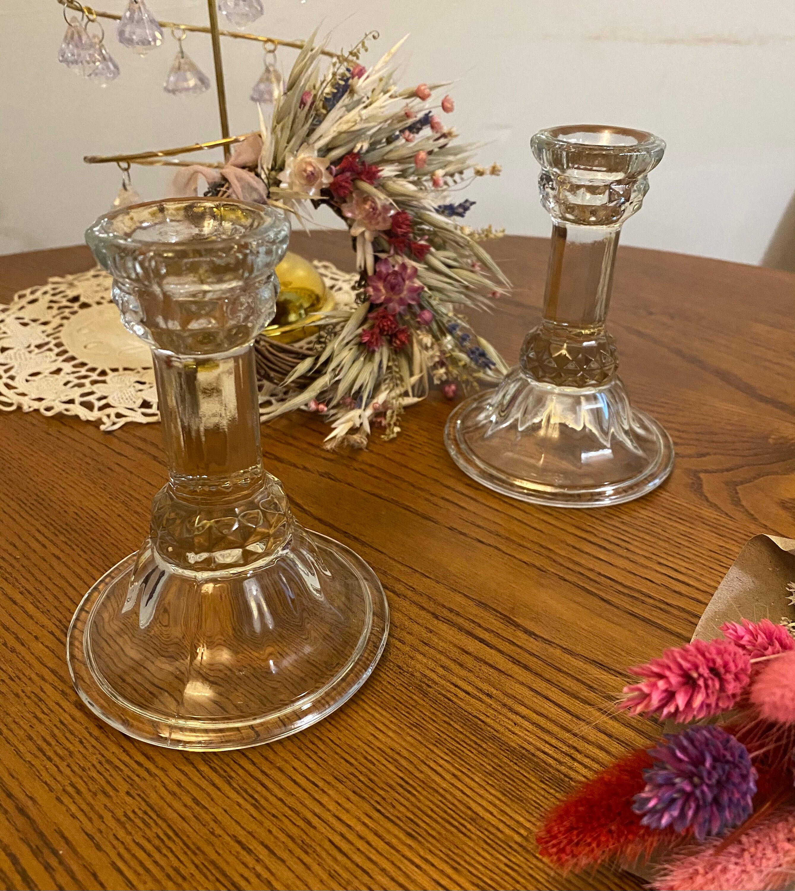 Pair of Beautiful Vintage Cut Glass Candle Stick Holders. Etsy