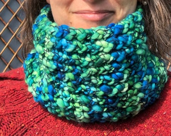 Hand knit luxuriously cozy cowl/snood in Malabrigo Caracol super soft merino wool