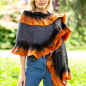 Handmade nunofelt silk and wool wrap/shawl image 1