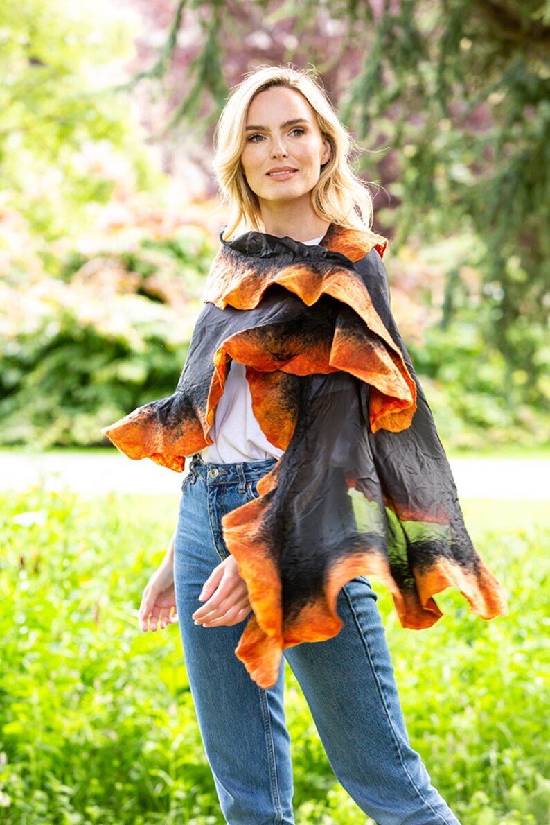 Handmade nunofelt silk and wool wrap/shawl image 2