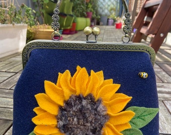 Handmade Felt Flower Bag- Sunflower