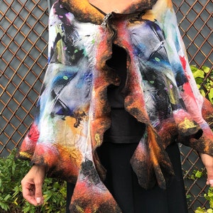 Handmade nunofelt silk and wool wrap/shawl image 9