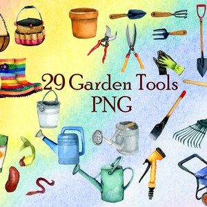 Outils de jardin Clip-art png - Aquarelle - TÉLÉCHARGEMENT NUMÉRIQUE INSTANTANÉ Créez votre propre carte, t-shirt, tablier, autocollants et bien plus encore