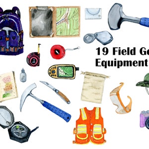 Field Geology equipment for geologists Clip-art png - Watercolour - INSTANT DIGITAL DOWNLOAD