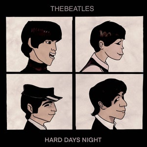 Beatles Hard Days Night, Gorillaz inspired print