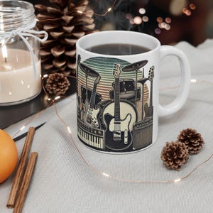 Vintage Rock Vibes Coffee Mug, For Music Lovers & Morning Jams,Perfect for Musicians,Gift for Band Members, Coffee Lovers, Unique Home Decor