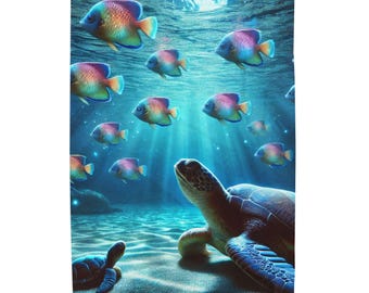 Coperta in velluto di velluto Ocean Wonders - Coperta accogliente con motivo marino per gli amanti della spiaggia, regalo perfetto per gli amanti dell'oceano, decorazione per la camera da letto, estate
