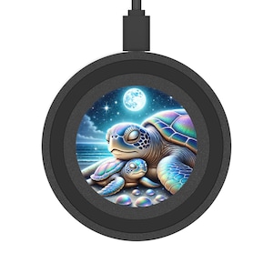 Sea Turtle Wireless Charging Pad, Cute Turtle Charger, Eco-Friendly Tech Gift, Sea Life Decor, Birthday Gift for Animal Lover, Gift for Her