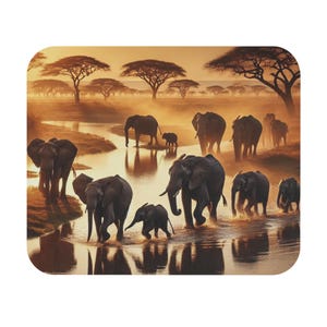 Safari Sunset Elephant Mouse Pad, Wildlife Desk Accessory, Gift for Animal Lovers, Nature Decor, Office and Home Decor