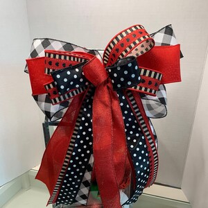 Handmade Valentine's Day Wreath Bow – Buffalo Plaid & Polka Dot