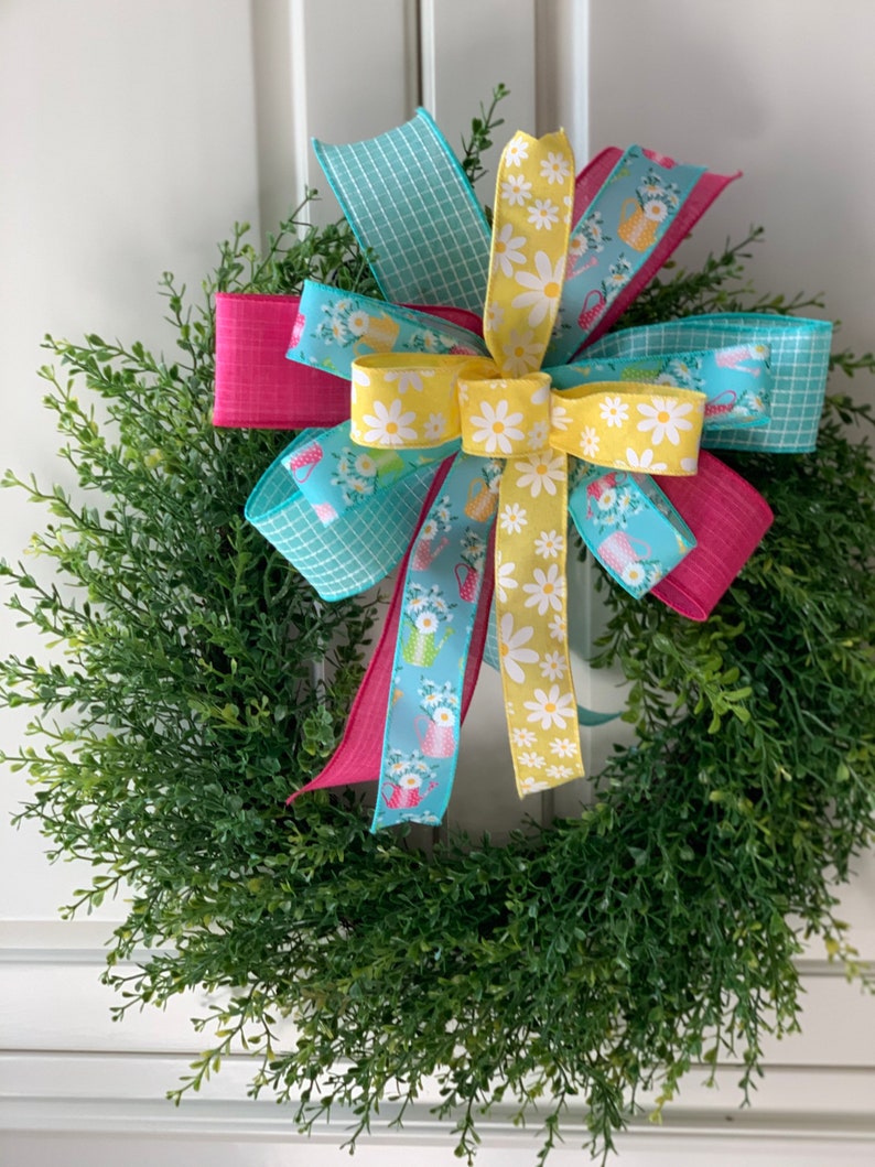 Spring Bow Wreath Bow Front Door Bowmantel Bow Lantern Etsy