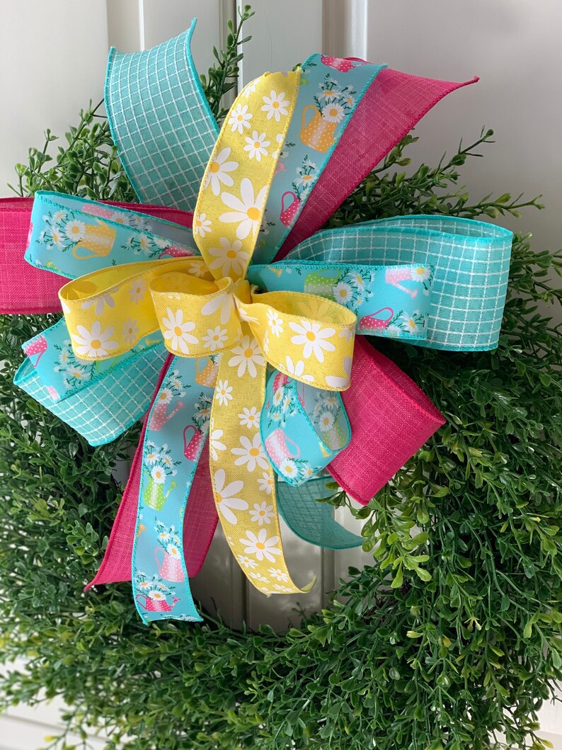 Spring Bow Wreath Bow Front Door Bowmantel Bow Lantern Etsy