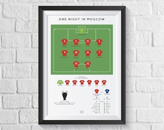Manchester United 2008 European Cup Final Print: Football Art Poster