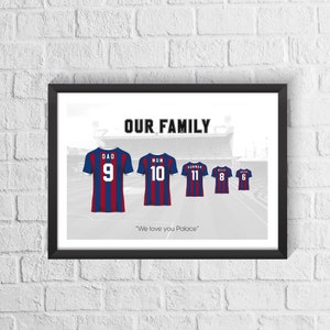 Personalised Crystal Palace Family Football Print: Eagles Fan Gift