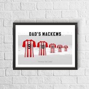 Camiseta de fútbol familiar personalizada del Sunderland / Regalo para el Día del Padre / Regalo de fútbol personalizado / Regalo para fanáticos del Sunderland