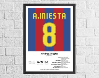 Andres Iniesta Barcelona Legend Statistik Fußball Poster