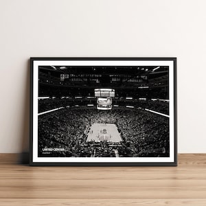 Stampa dello stadio di basket dei Chicago Bulls dell'United Center, stampa artistica in bianco e nero, foto di basket, arte murale di basket