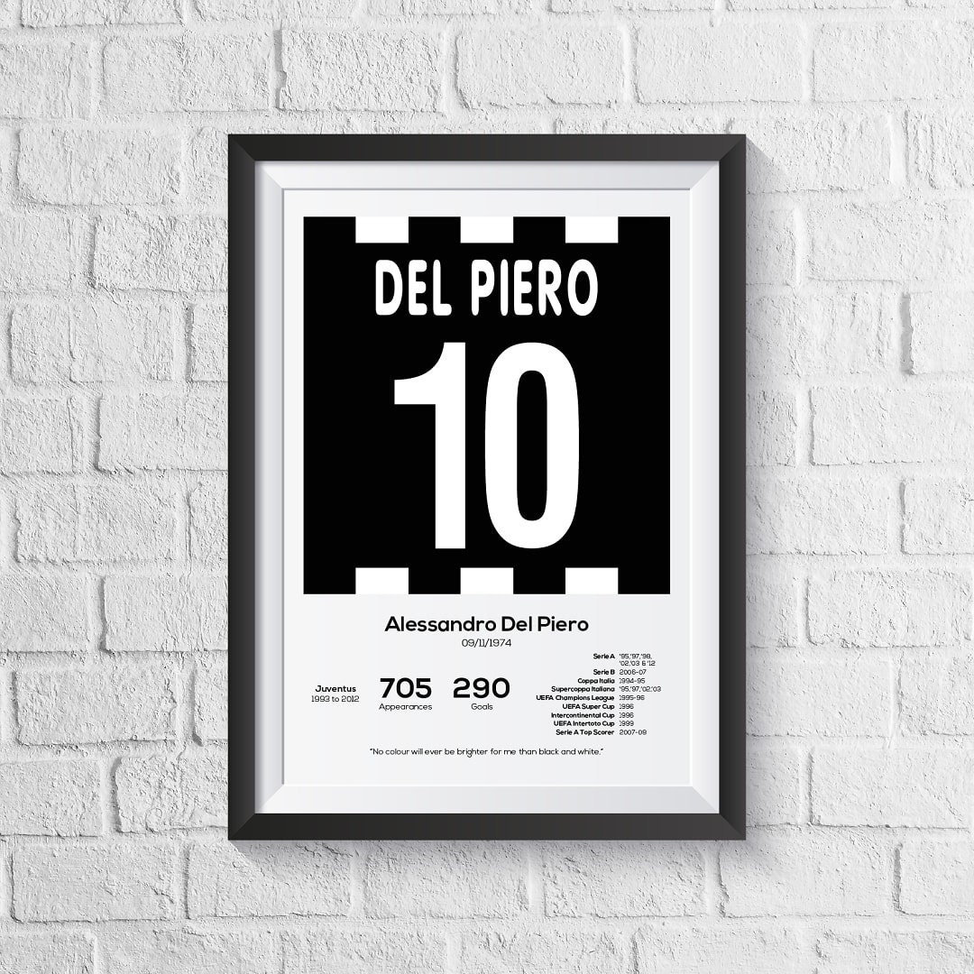 Alessandro Del Piero Juventus Legend Stats Football Print 