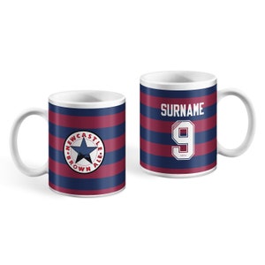 Personalised Newcastle United Mug: Retro Away Kit, Custom Name & Number