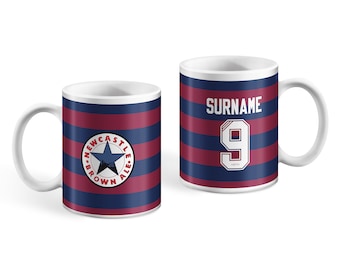 Personalised Newcastle United Mug: Retro Away Kit, Custom Name & Number
