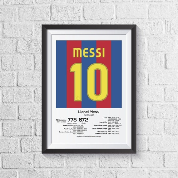 Lionel Messi FC Barcelona Legend Stats Football Print | Etsy