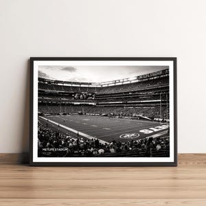 Metlife Stadium New York Jets NFL Football Stadium Print, black white art print, football photo, nfl wall art