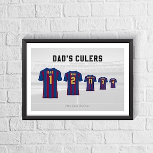 Personalised Barcelona Family Football Shirt Print | Fathers Day Gift | Custom Football Gift | Family Football Print | Barcelona Fan Gift