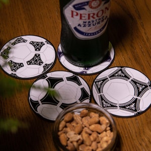 Retro Football World Cup Ball Coasters Beermats - Set of 4