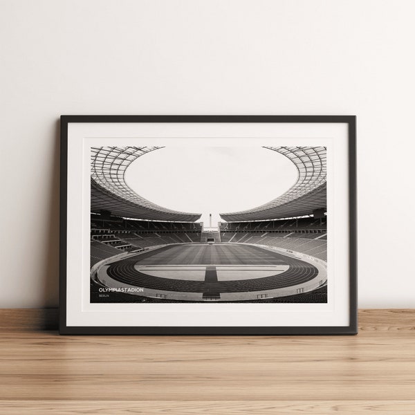 Olympiastadion Herta BSC Berlin Stadium Print, black & white art print, football photography, home decor, wall art