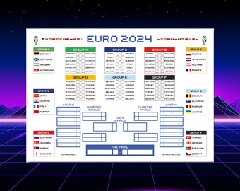 Euro 2024 Retro Gaming Football Wall Chart (Digital Download PDF)