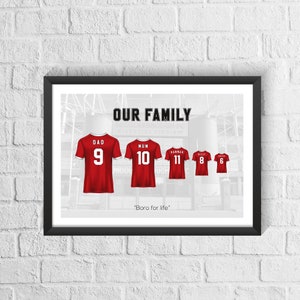 Personalisierter Mittelsbrough Familie Fußball-Trikot-Druck | Vatertags Geschenk | Benutzerdefinierte Fußball Geschenk | Boro Fan Geschenk