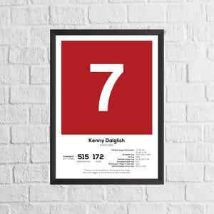 Kenny Dalglish Liverpool Legend Stats Football Print | Gift for Liverpool Fan