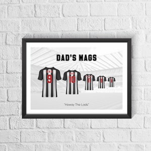 Personalisierte Newcastle Familien Fußball-Shirt Druck | Vatertags Geschenk | Benutzerdefinierte Fußball Geschenk | Newcastle Fan Geschenk