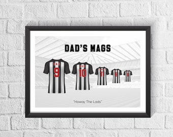 Personalised Newcastle Family Football Shirt Print | Fathers Day Gift | Custom Football Gift | Newcastle Fan Gift