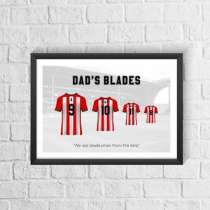 Personalised Sheffield United Family Football Print: Blades Fan Gift