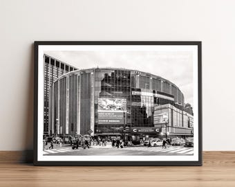 Madison Square Garden Print: Knicks Basketball Stadium, New York Black & White Photo