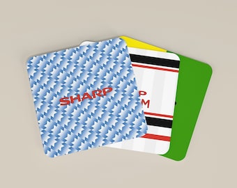 Manchester Reds Retro Away Kits Football Coasters - Set of 4