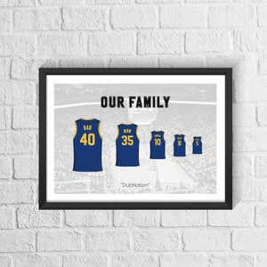Camiseta de baloncesto familiar personalizada de los Golden State Warriors / Regalo para el Día del Padre / Regalo de baloncesto personalizado / Regalo para fanáticos de los Warriors