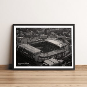 London Blues Stadium Aerial Print, black & white art, football photography, home decor